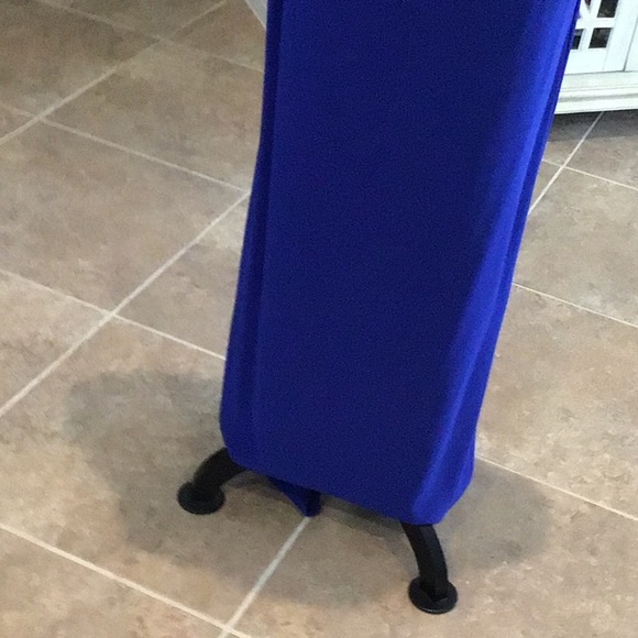 Talbot Runhof pret blue back zip gown, ruched, slit back, size 8 - Picture 4 of 14